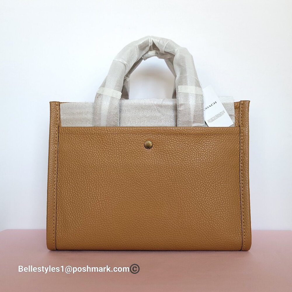 COACH Bubble Leather Cargo MEDIUM Tote w Webbing Strap- Honey Brown⭐ - Picture 5 of 16